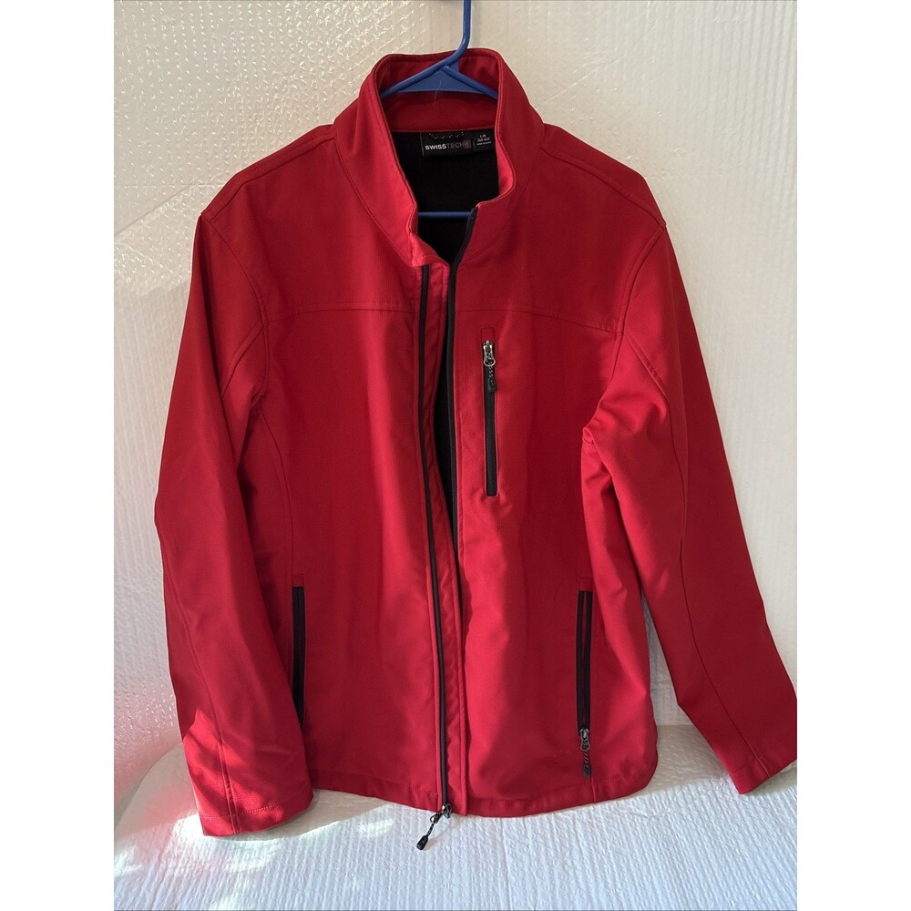Swiss Tech Men's Softshell Jacket Wind Water Proof Red Large